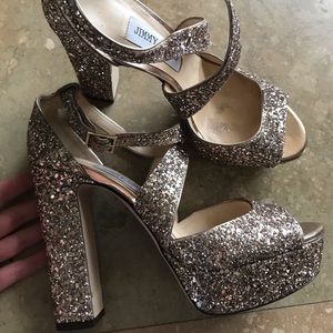 Jimmy Choo heels gold glitter
